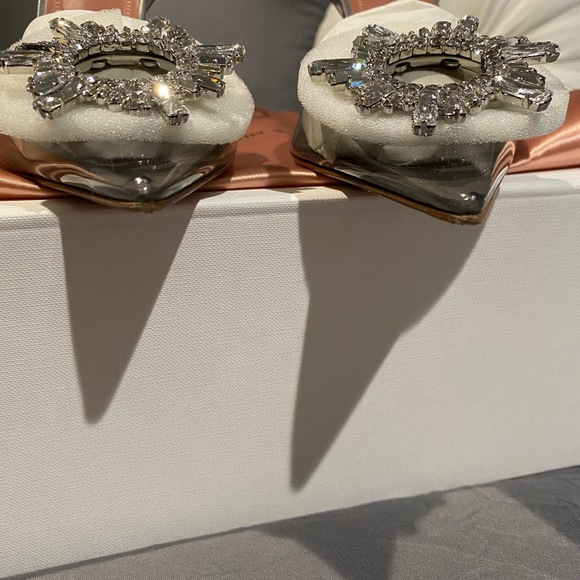 Amina Muaddi Begum Crystal PVC Light Grey Slingbacks - Picture 14 of 16